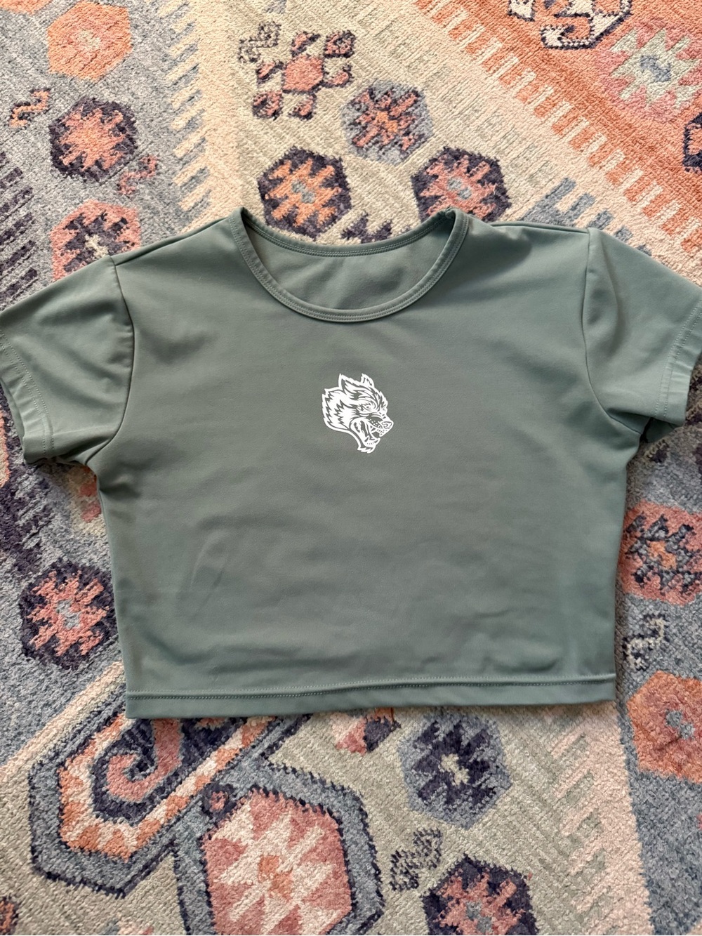 Darc Sport Dark Green Crop Top with White Wolf Logo